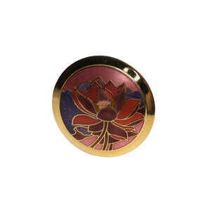 Samuel Huang Gold Tone Metal Lotus Vintage Pendant 1.75 Inches
